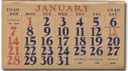 1940 Calendar